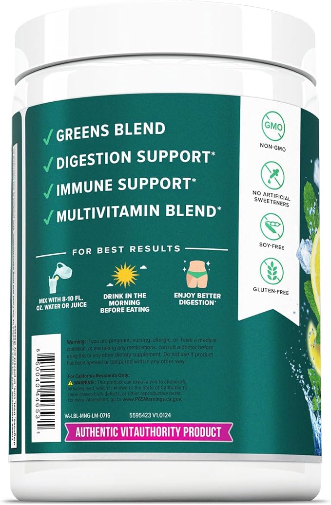 Vita Greens Superfood Powder: Immune and Digestion Support | Enhanced Energy | Daily Multivitamin Blend