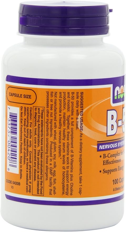 NOW B-50 Capsules, 100 Capsules (Pack of 2)