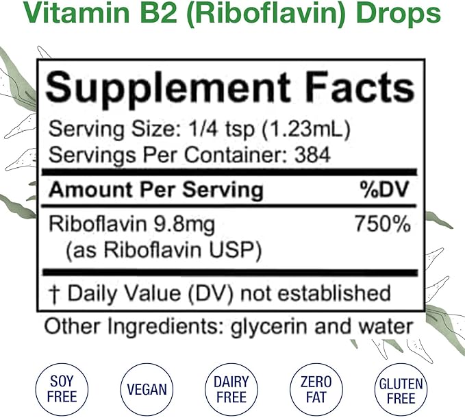 HoneyCombs Vitamin B2 Riboflavin Supplement Liquid Drops - High Potency Vitamin B2 for Men & Women - Maintain Healthy Digestion, Nervous System, Hair, Skin, Nails - Vegan Liquid Vitamins (16 Fl oz)