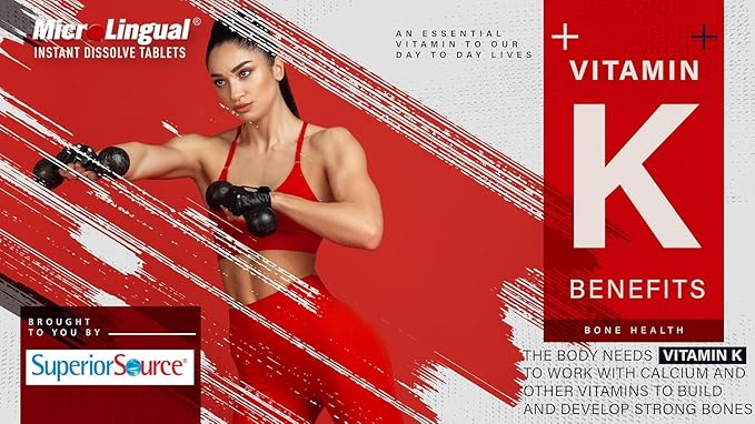 Superior Source Vitamin K2 MK-7 (Menaquinone-7) 300 mcg - Bone Strength & Health Support Supplement - Aids Healthy Heart Function - Bariatric-Friendly - 60 Sublingual Dissolving Tablets