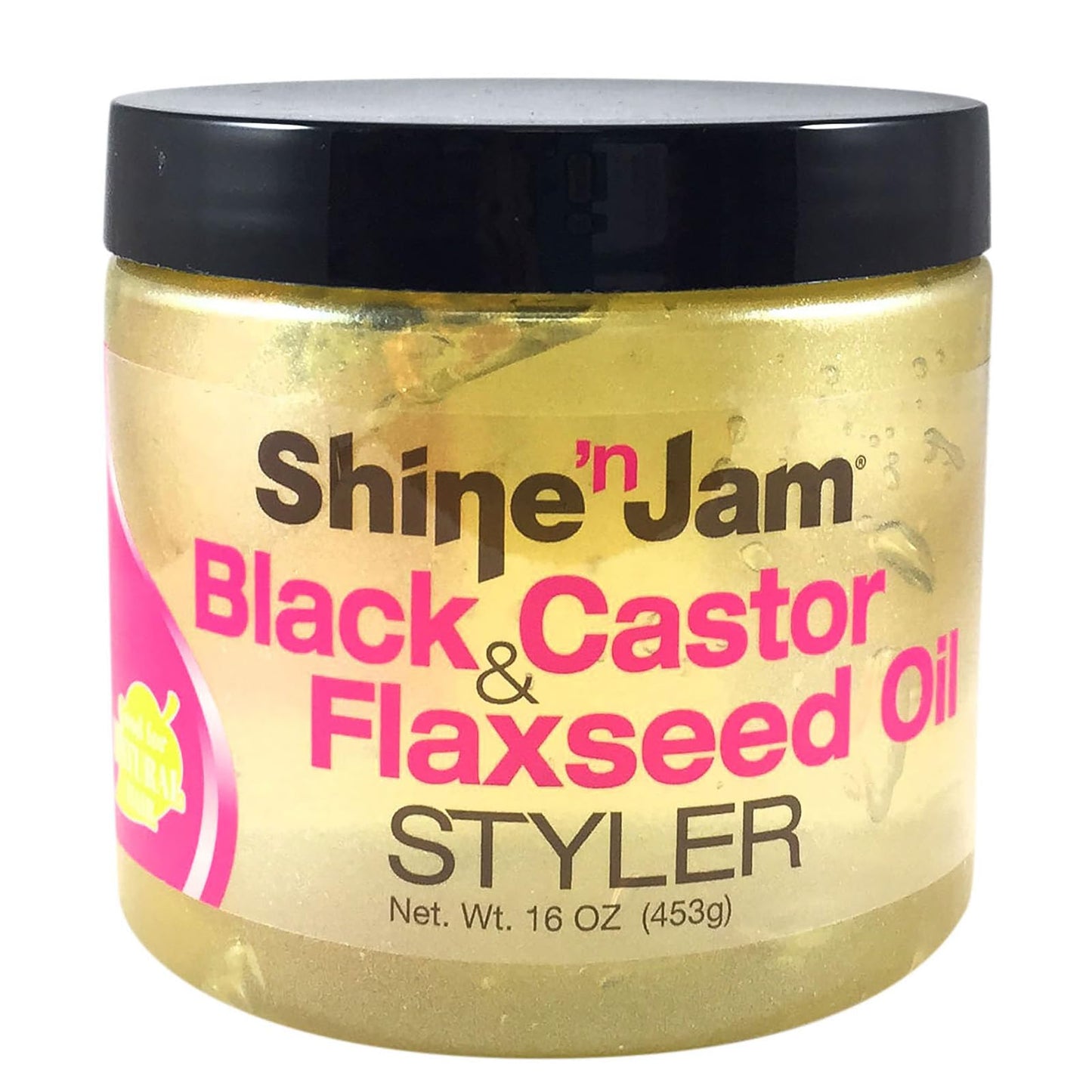 Ampro Shine N Jam Black Castor & Flaxseed Oil Styler Gel, 16 Ounce