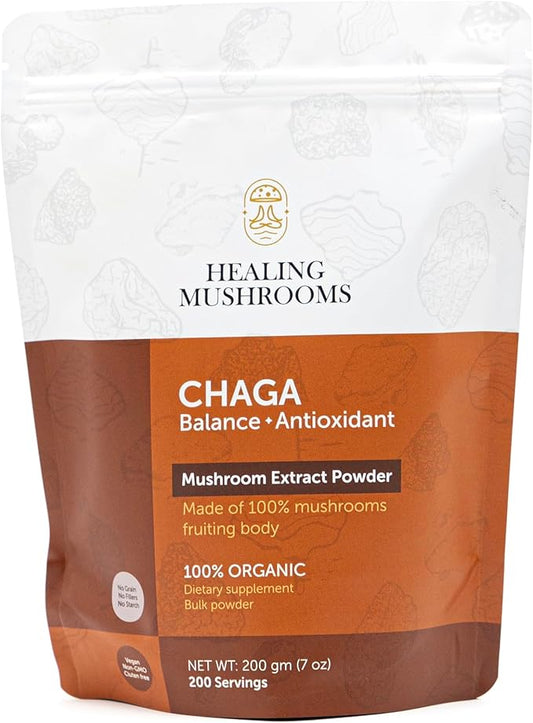 Chaga Mushroom Extract Powder, for Digestion, Energy, Immune Support & Boost The Body's Natural Defense mechanisms (200 Gram)