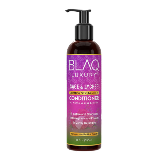 Blaq Luxury Sage And Lychee Repair & Strength Conditioner - Nourishing Formula For Strong, Healthy Hair - Infused With Biotin &