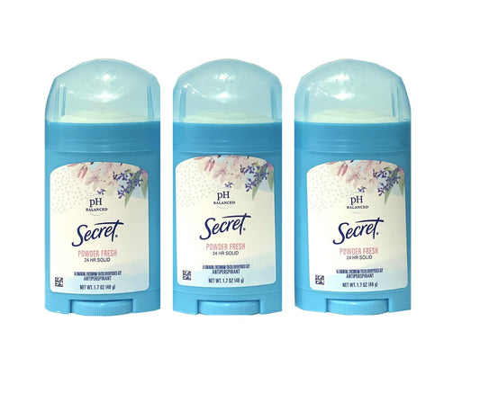 Secret Anti-Perspirant Deodorant Wide Solid Powder Fresh, 1.7 Ounce (Pack Of 3)
