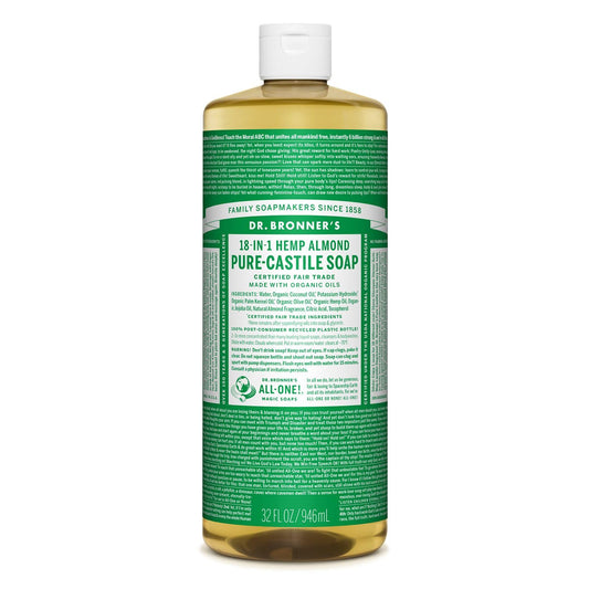 Dr. Bronner'S - Pure-Castile Liquid Soap (Almond, 32 Ounce) - Made With Organic Oils, 18-In-1 Uses: Face, Body, Hair, Laundry, P