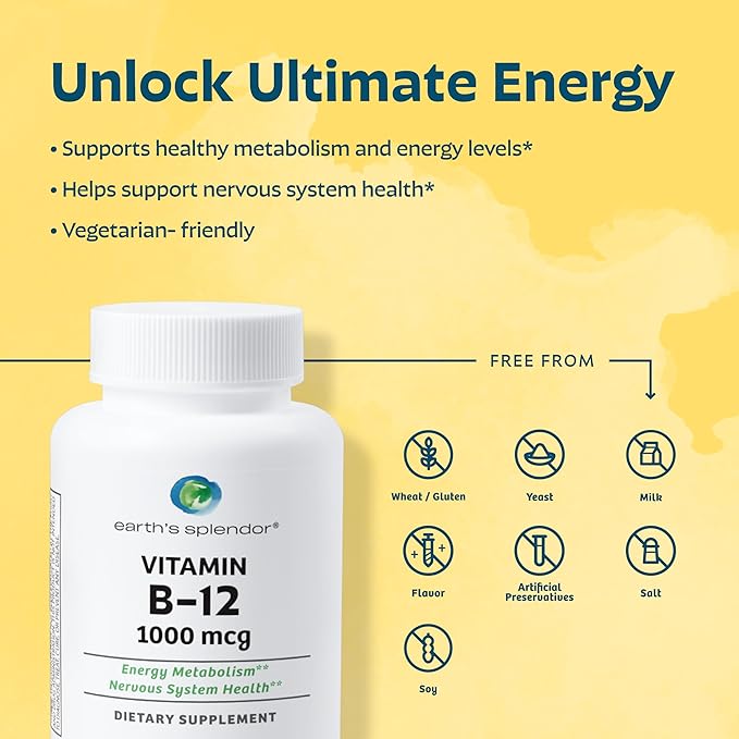 Earth's Splendor Energy & Wellness: Vitamin B12 Tablets for Metabolism Support + Apple Cider Vinegar Gummies for Energy