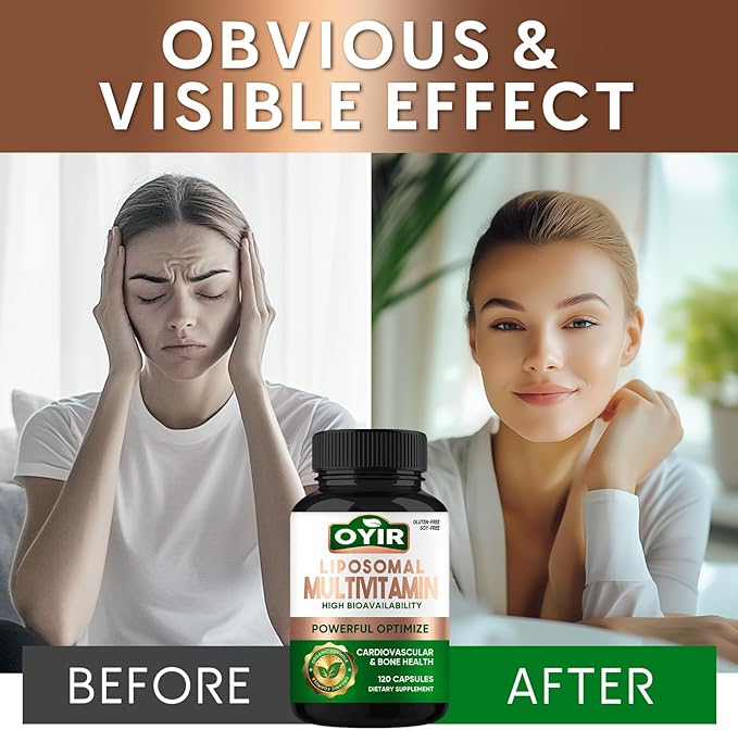 Liposomal Multivitamin, 33-in-1 Multivitamin & Multimineral Complex with Iron & Zinc, Effective Support Bone, Cardiovascular & Overall Health, High Bioavailability & Fast Absorption