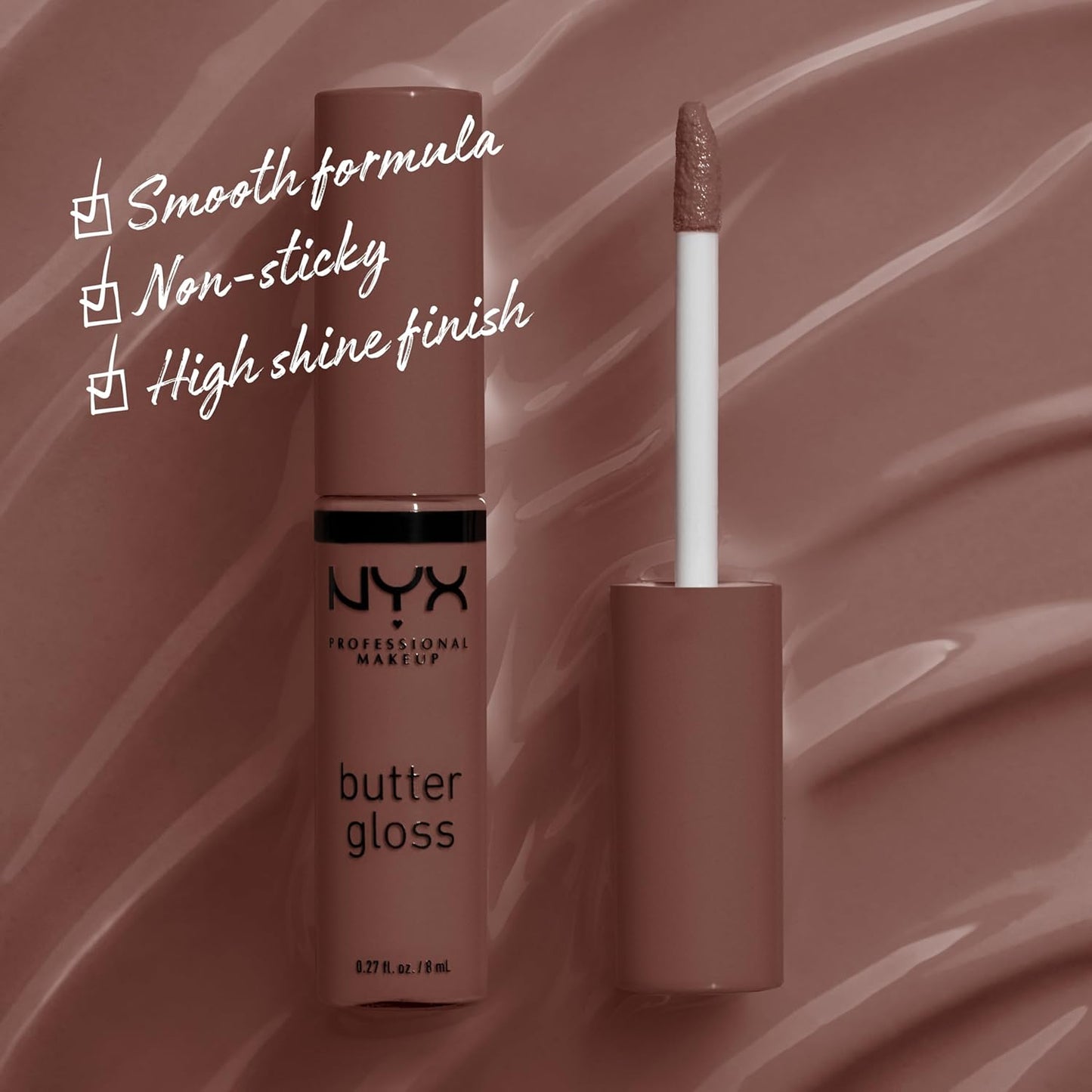NYX Butter Gloss | Non-Sticky Lip Gloss for Women - Ginger Snap (Chocolate Brown)