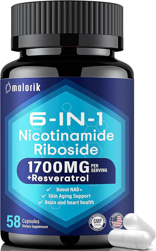 NAD+ Supplement, Nicotinamide Riboside 1700mg, with Trimethylglycine, Trans-Resveratrol, Vitamin C, Niacinm(B3), Supports Anti-Aging, Cell Repair, Healthy Skin - Pink 34