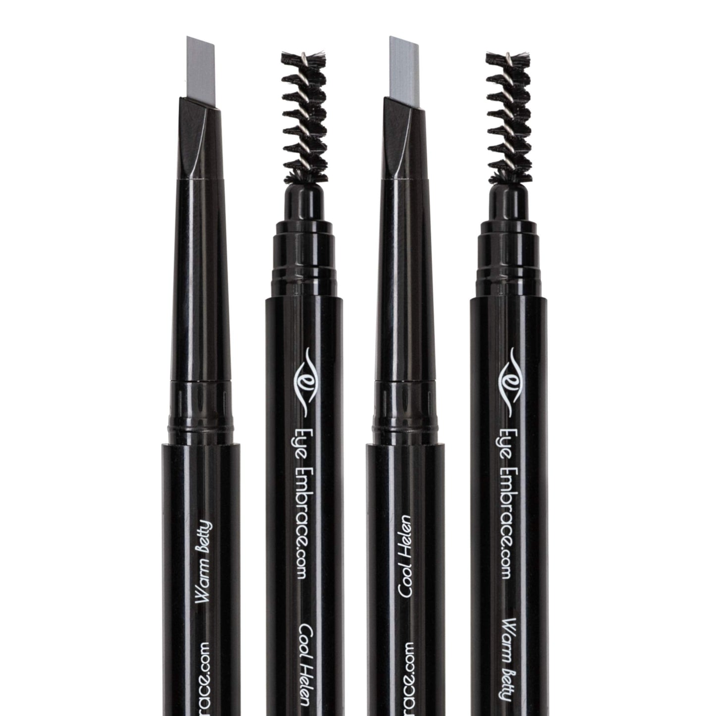 Eye Embrace Light Gray Eyebrow Pencils: Warm Betty & Cool Helen 2 Pack Bundle - Waterproof, Double-Ended Automatic Angled Tip &