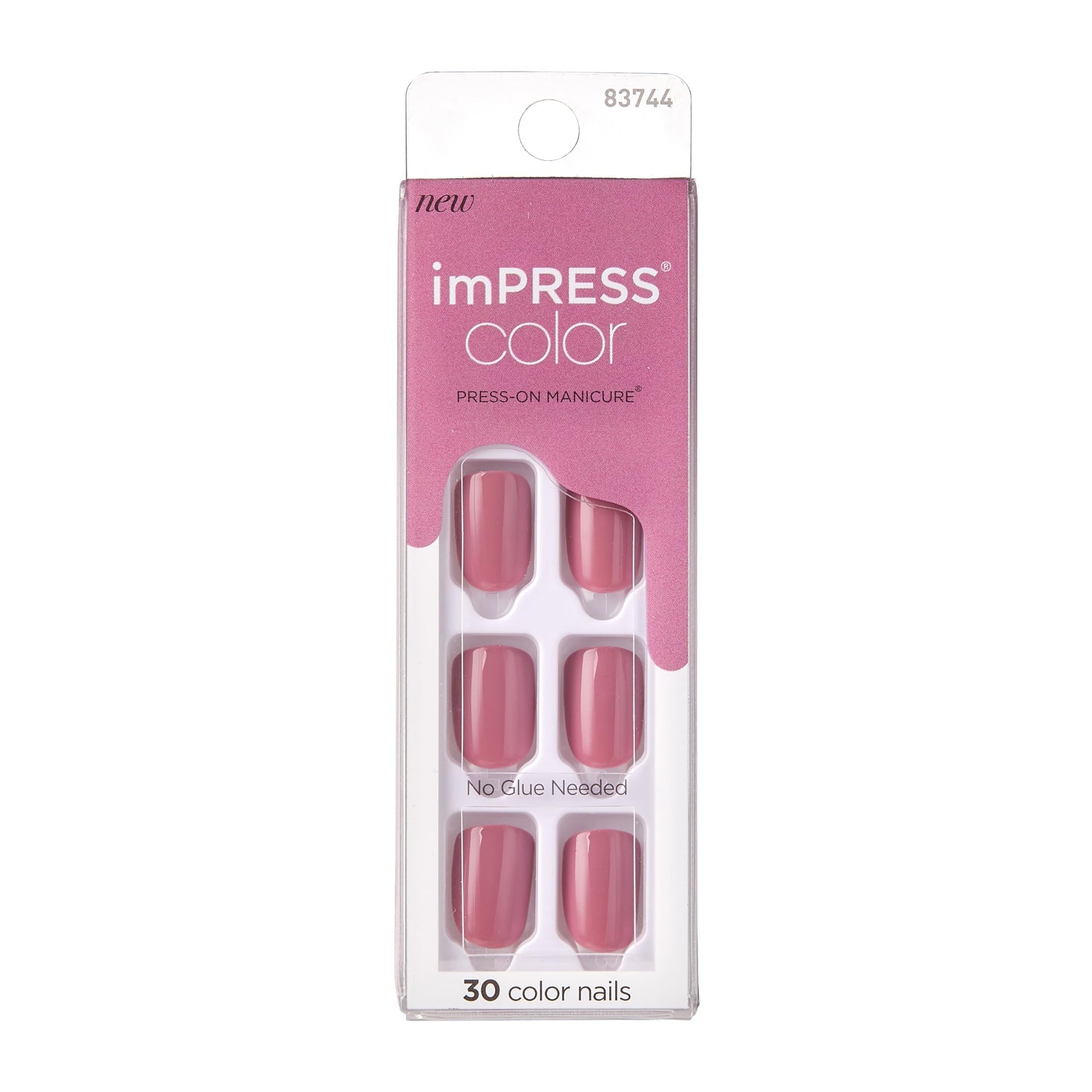 KISS imPRESS No Glue Mani Press On Nails, Color, 'Petal Pink', Pink, Short Size, Squoval Shape, Includes 30 Nails, Prep Pad, Ins