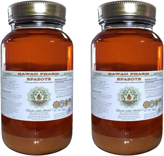 Epazote Alcohol-Free Liquid Extract, Epazote (Chenopodium Ambrosioides) Dried Herb Glycerite Hawaii Pharm Natural Herbal Supplement 2x32 oz Unfiltered