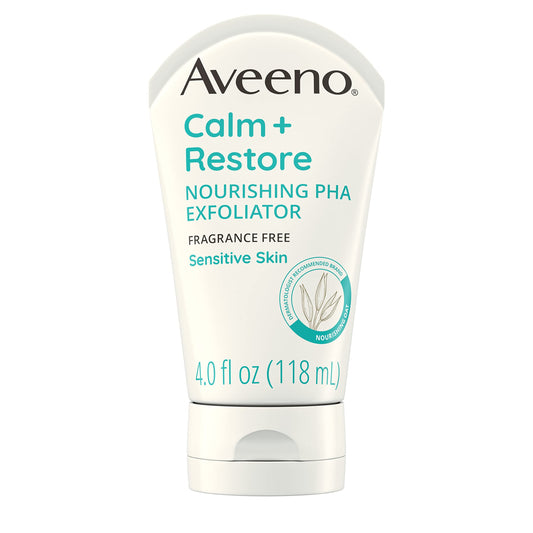 Aveeno Calm + Restore Nourishing Pha Facial Exfoliator Daily For Sensitive Skin, Fragrance-Free & Non-Abrasive Oat Formula To Ge