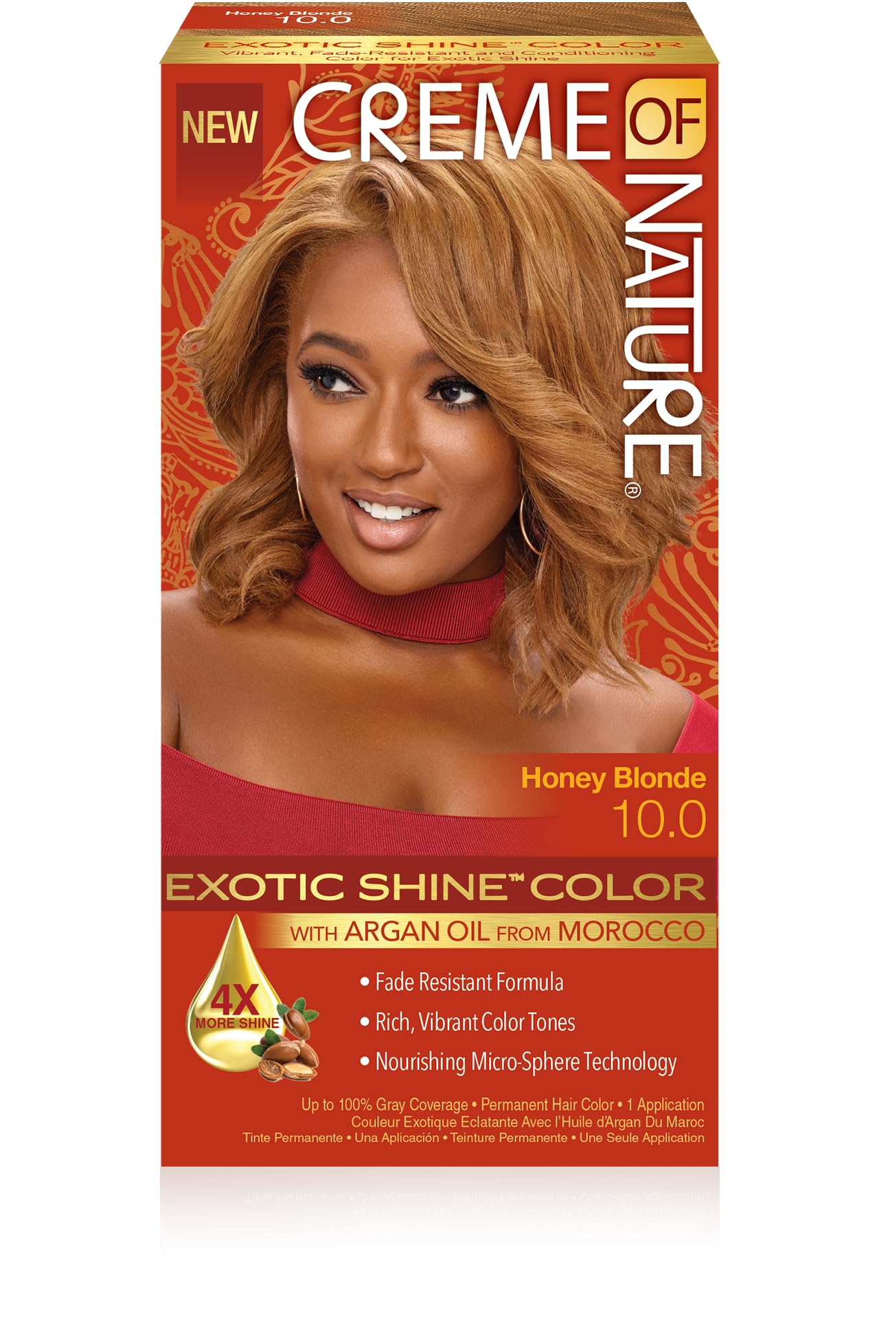 Creme Of Nature Exotic Shine Hair Color With Argan Oil From Morocco, 10.0 Honey Blonde, 1 Application