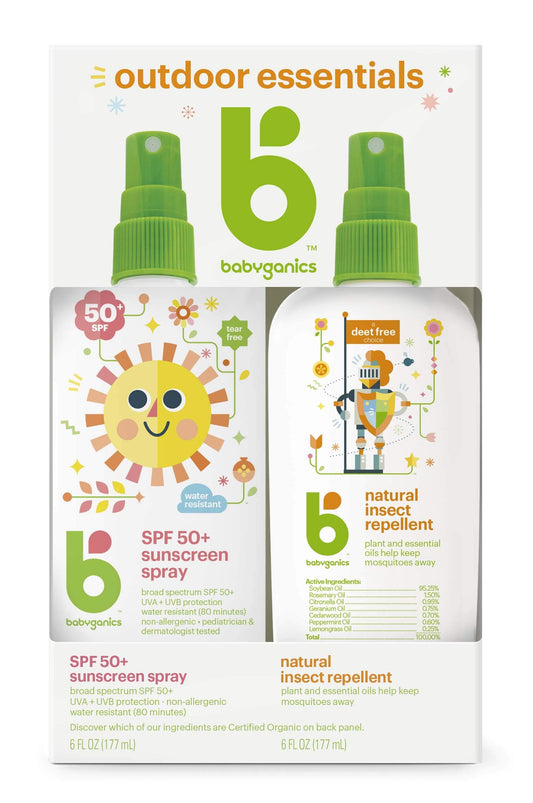 Babyganics 50 Spf Baby Sunscreen Spray And Bug Spray | Octinoxate & Oxybenzone Free | Deet Free, 6Oz Each, Combo 2 Pack