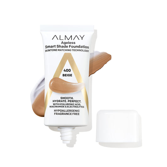 Almay Anti-Aging Foundation, Smart Shade Face Makeup With Hyaluronic Acid, Niacinamide, Vitamin C & E, Hypoallergenic, -Fragranc