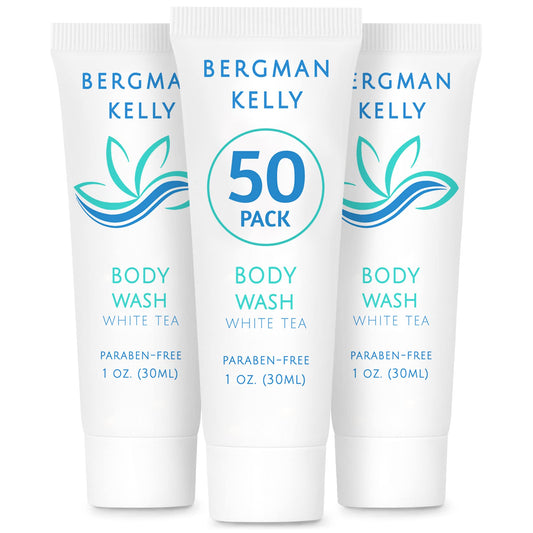 Bergman Kelly Travel Size Body Wash (1 Fl Oz, 50 Pk, White Tea), Delight Your Guests With A Revitalizing And Refreshing Hotel Bo
