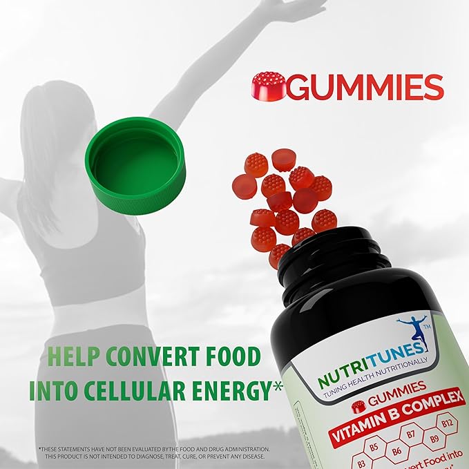 Vitamin B Complex Gummies (90 Count) - Vitamin Supplement for Energy Metabolism & Brain Health Support - Non-GMO & Allergen-Free - Strawberry Flavor - 90 Day Supply