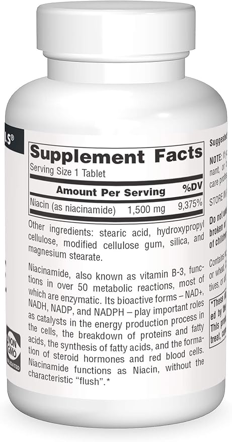 Source Naturals Niacinamide B-3, 1500 mg Dietary Supplement - 50 Tablets