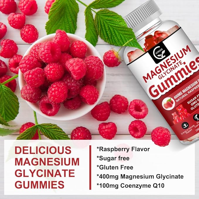 Magnesium Glycinate Gummies 400mg, Mg Potassium Supplement with Chelated Magnesium Malate Complex, Vitamin D, B6, and CoQ10, Supports for Memory, Calm, Mood & Sleep - 60 Count (Pack of 3)