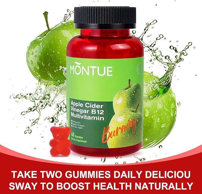Apple Cider Vinegar Gummies B12 Multivitamin,ACV Supplement Gummy Vitamins,Vegetarian Supplement for Women & Men,Non GMO,Support Normal Energy Levels & Gut Health 60 Gummies (90)