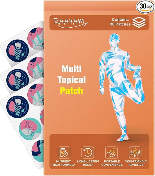 Multi Plus Topical Patch 30ct, Wearable 8 Hours Sticker Patches, Sweat Resistant Daily Patches for Women and Men