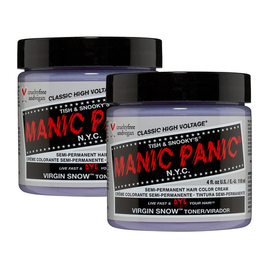 MANIC PANIC Virgin Snow Hair Toner - Classic High Voltage - (2PK) Semi Permanent Hair Toner - Blue Tinted Toner - Eliminate Bras
