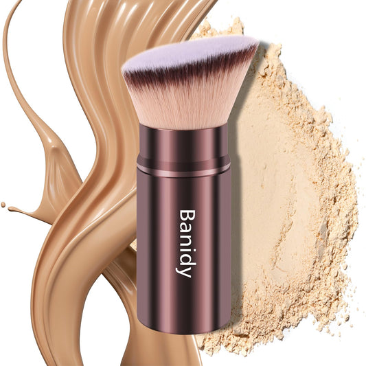 Makeup Brush Kabuki Face Brushes Retractable Travel Blush Kabuki Brush Portable Flawless For Foundation, Powder Blush, Bronzer,