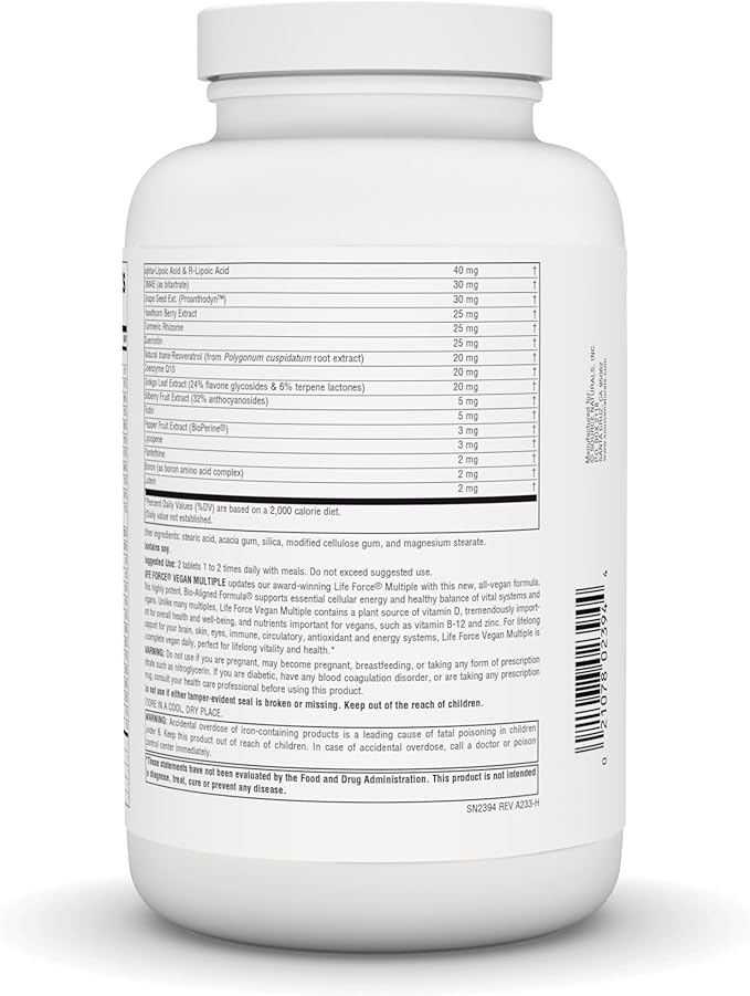 Source Naturals Vegan True Vegan Force Multiple, Advanced Energy Formula for Vegans* - 180 Tablets