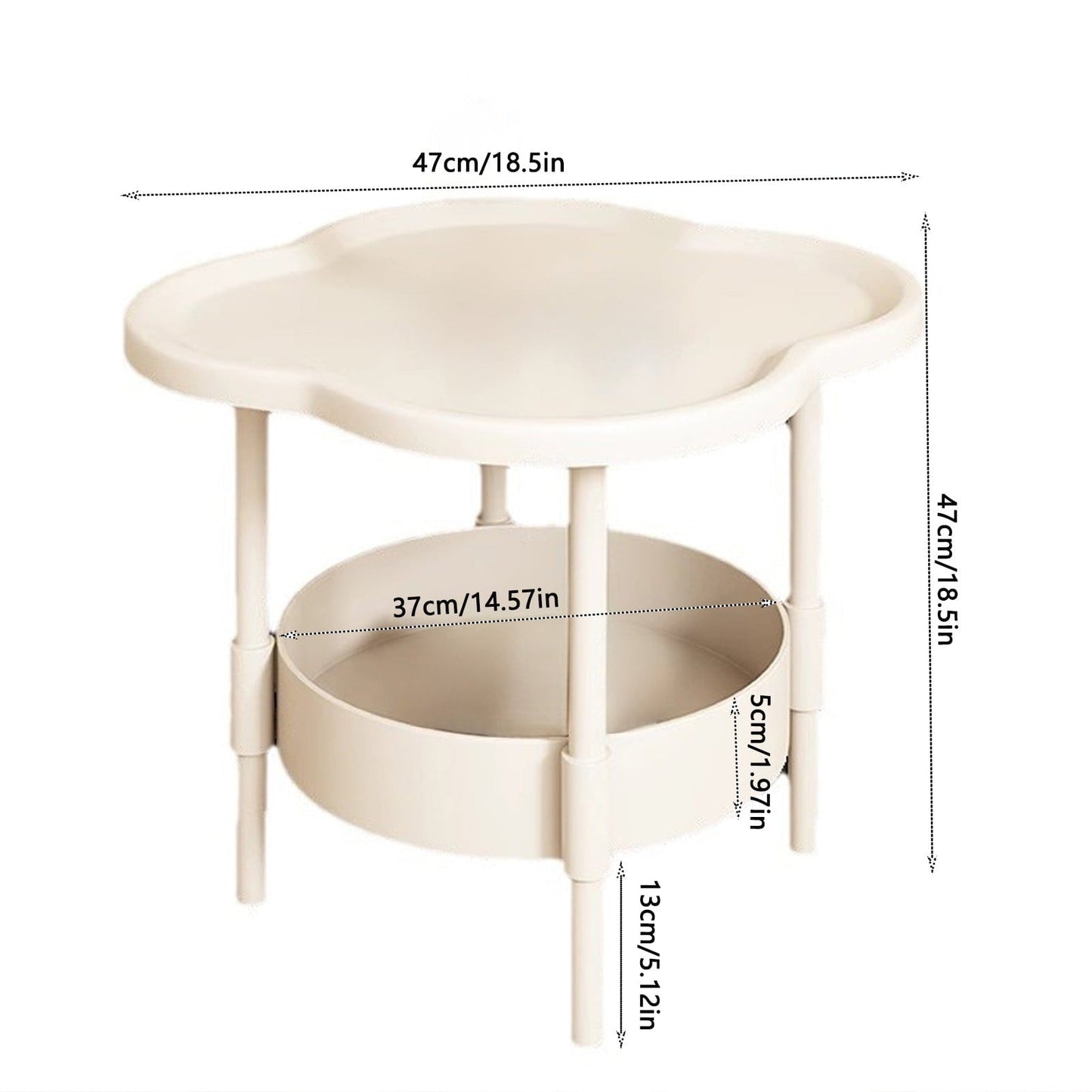 Haliyee ‌2-Tier End Table with Removable Tray - Waterproof Plastic Side Table for Living Room, Bedroom, Balcony, Office - Small Sofa & Coffee Table Indoor Outdoor Use