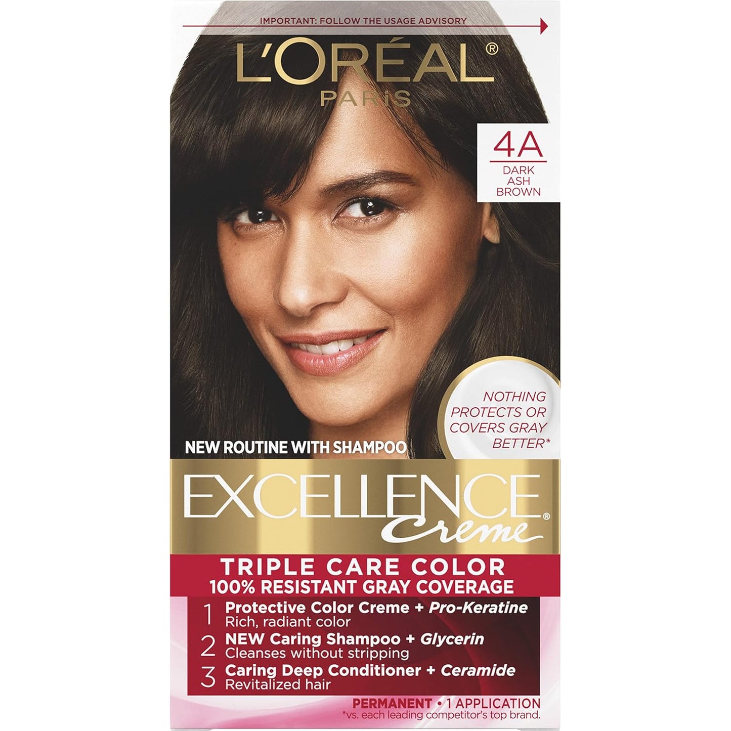 L'Oreal Paris Excellence Crème Hair Color | 5 Medium Brown | 100% Gray Coverage | Pack of 3