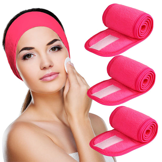 Denfany 3 Pack Makeup Headband, Ultra Soft Adjustable Spa Facial Headbands Terry Cloth Stretch Make Up Wrap For Face Washing, Ba