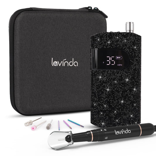 Lavinda Professional Nail Drill Machine, Electric Nail Drill Kit For Acrylic Gel Nails, 35000Rpm Cordless Portable Nail Drill Wi