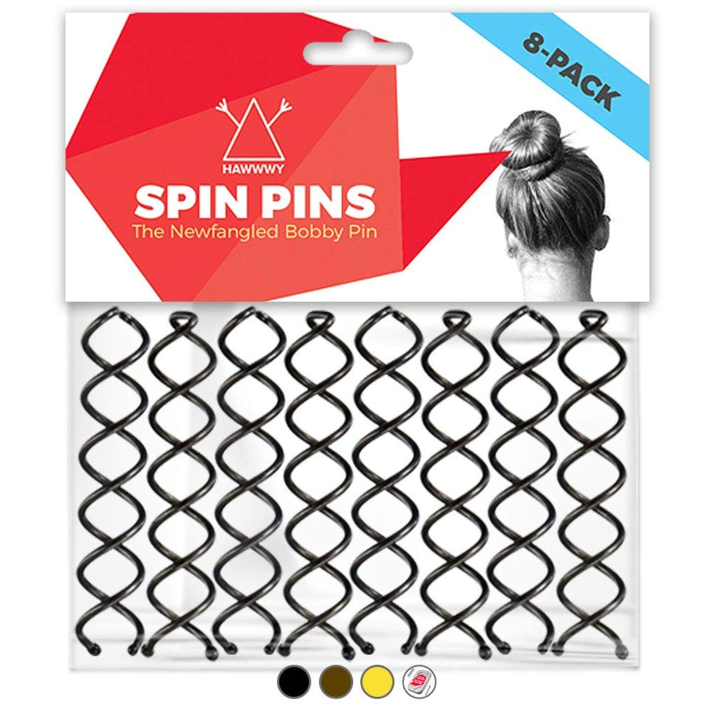 Hawwwy Spiral Bobby Pins 8 Pack Spin Pins, Easy & Fast Bun Maker Twist Hair Pins For Women Kids, Updo Hair Accessories, Messy Bu