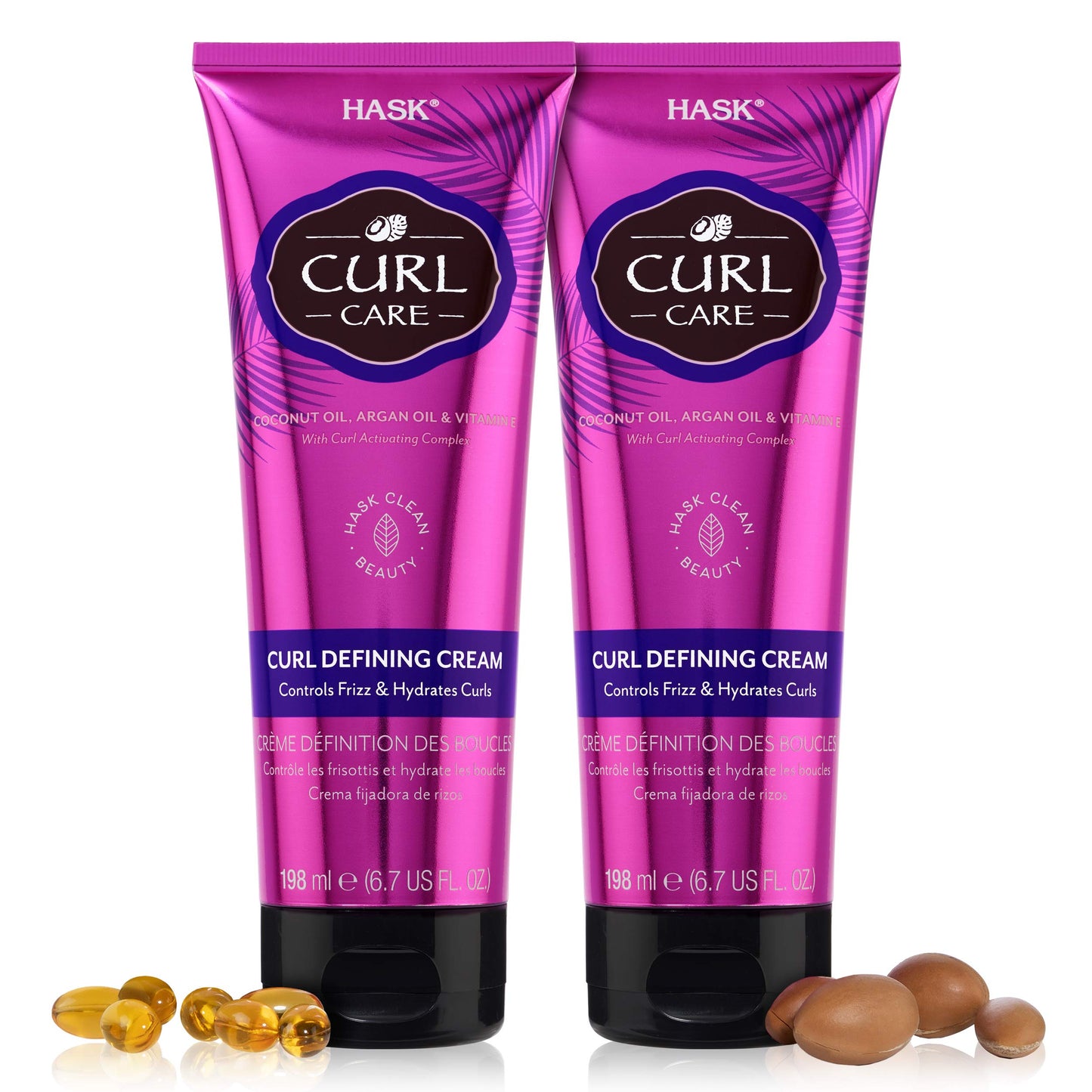 HASK CURL CARE Curl Defining Cream 2 Piece Bundle- vegan formula, cruelty free, color safe, gluten-free, sulfate-free, paraben-f