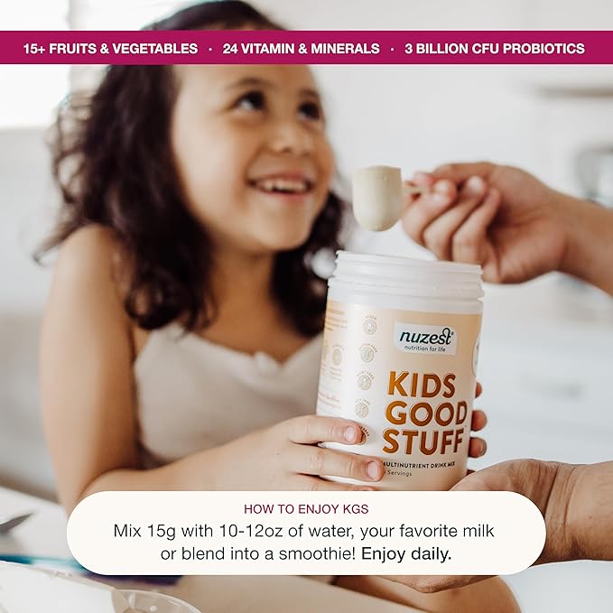 Nuzest - Kids Good Stuff - Vegan Smoothie Mix - Vanilla Caramel - Multivitamin Nutritional Supplement Protein Shake - Dairy Free - Supporting Growth and Development - 0.5 Oz (1 Serving)