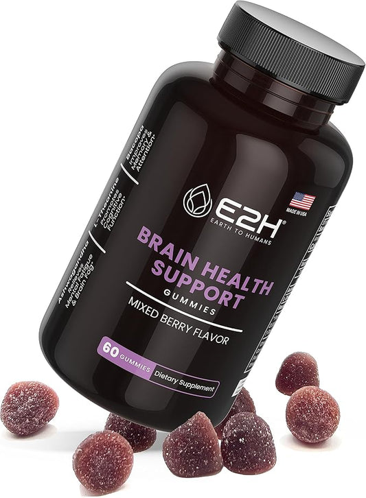E2H Focus Support Gummies - 60 Count - Gelatin-Free, Gluten-Free, Vegan & Non-GMO
