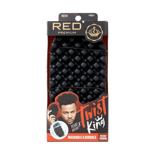 RED by Kiss Bow Wow X Twist King -Premium Luxury Twist Styler Brush, Durable Washable Afro Curl Sponge Racket for Barbers and Da