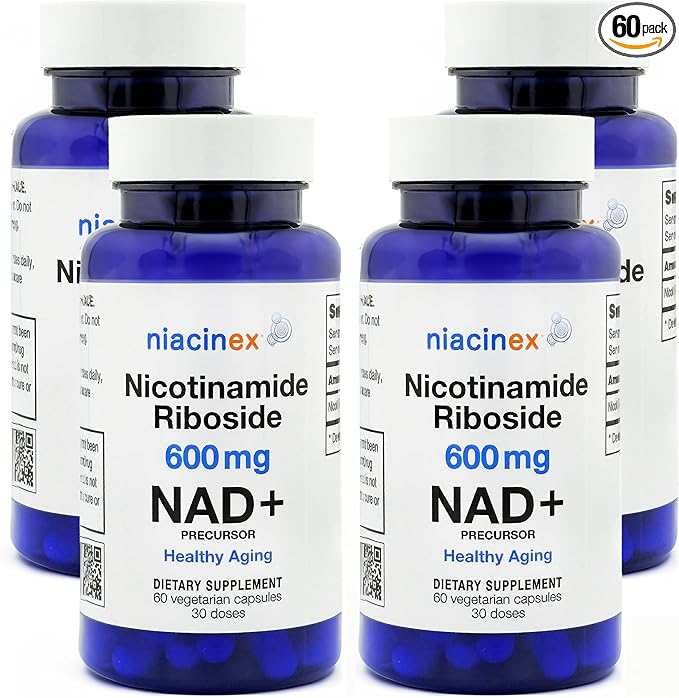 Nicotinamide Riboside 600mg NAD+ Precursor Supplement, 60 Capsules for Healthy Aging, Energy Metabolism, Cellular Health (60 Count (Pack of 4))