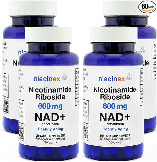 Nicotinamide Riboside 600mg NAD+ Precursor Supplement, 60 Capsules for Healthy Aging, Energy Metabolism, Cellular Health (60 Count (Pack of 4))
