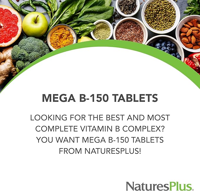 Natures Plus Mega B-150 (90 Tablets, Pack of 2) - Balanced B-Complex - Sustained Release Formula - Vegetarian, Gluten Free - 180 Total Servings