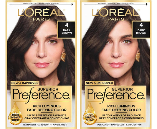 L'Oreal Paris Dark Brown Hair Color | Fade-Defying & Radiant | 2-Pack