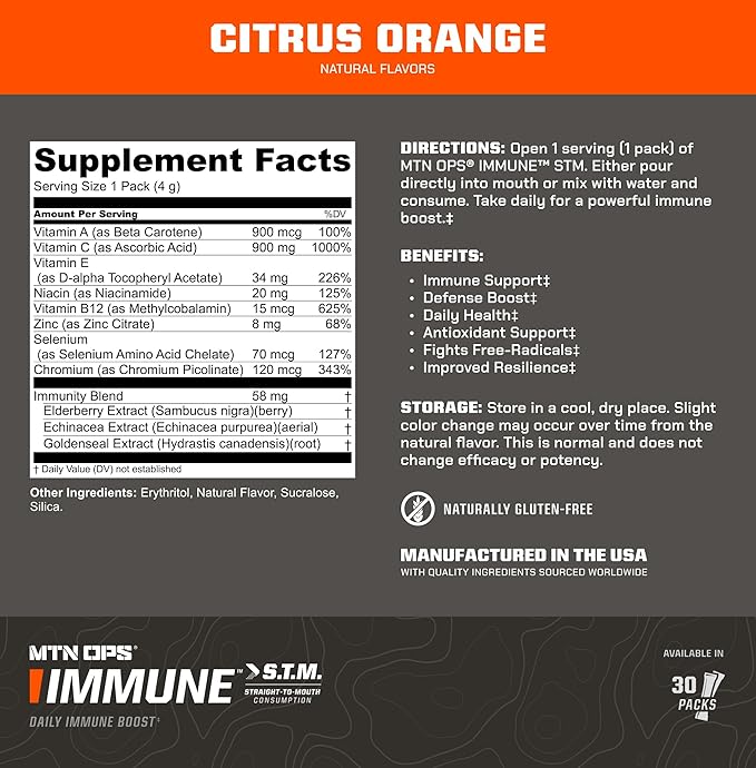 MTN OPS Immune Gummies + Immune STM Orange Citrus Bundle