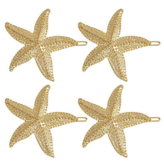 Auear, 4 Pack Starfish Hair Clips Bridal Hairpin Metal Hair Pins Sea Star Hair Clip Pretty Beach Hair Pin For Wedding Women Girl