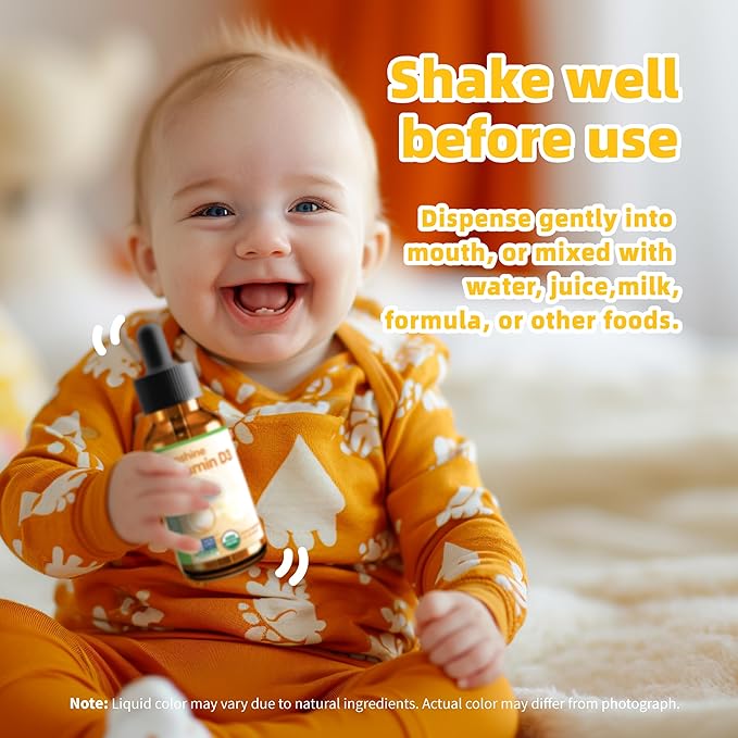 Nature's Nutra Sunshine Vitamin D3 400IU, 2 Fl. Oz (60ml), Premium Baby and Infant Liquid Drops, Toddlers Kids Children Multivitamin Supplement, Non-GMO, Plant Extract