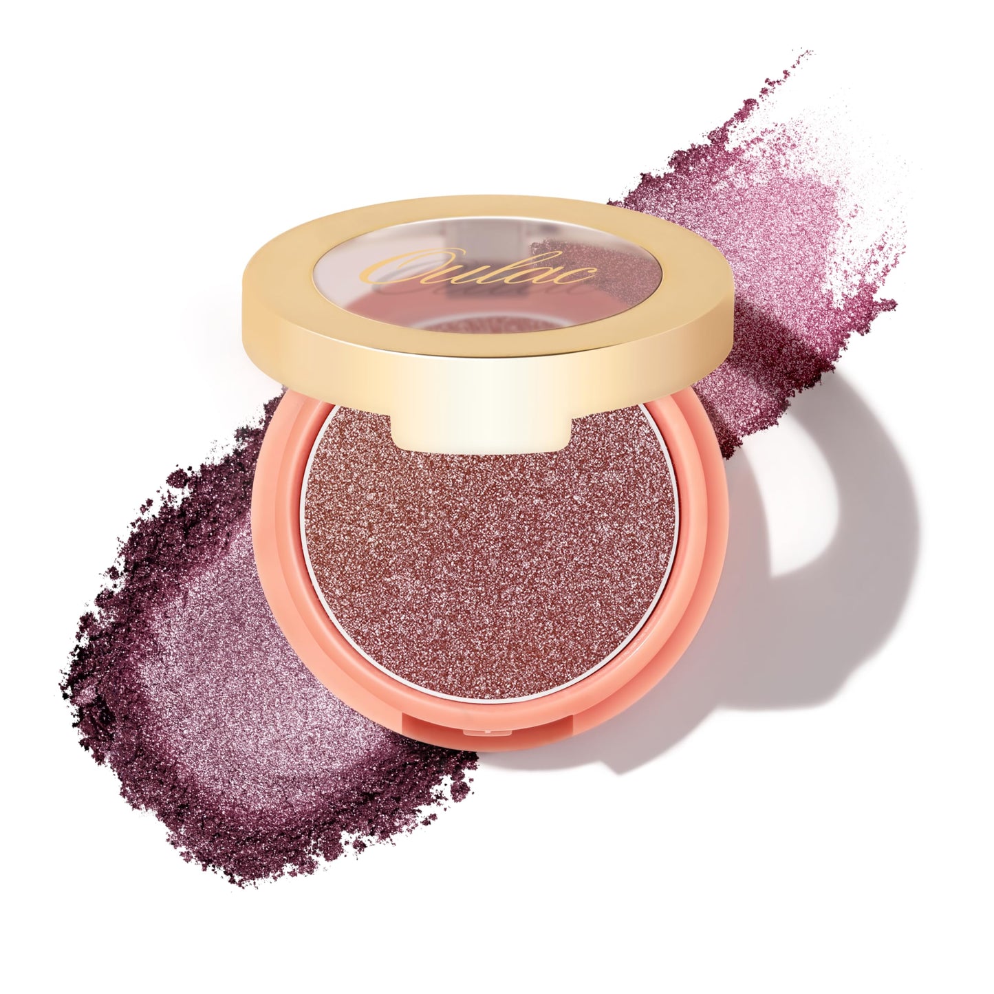 Oulac Shimmer Blush Makeup Plum| 2 in 1 Powdery Blush & Highlighter| Pigmented&Blendable | Shape & Highlight Face| Vegan & Cruelty-Free| 4.8g F02 Love Potion