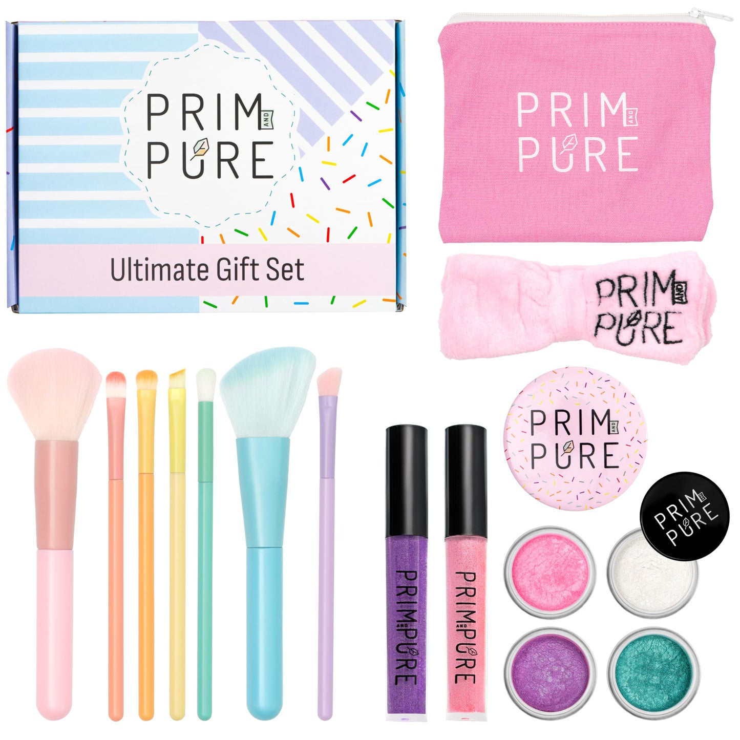 Prim And Pure Ultimate Mineral Kids Makeup Gift Set | Perfect For Play Dates & Birthday Parties | Kids Safe Eyeshadow Makeup - M