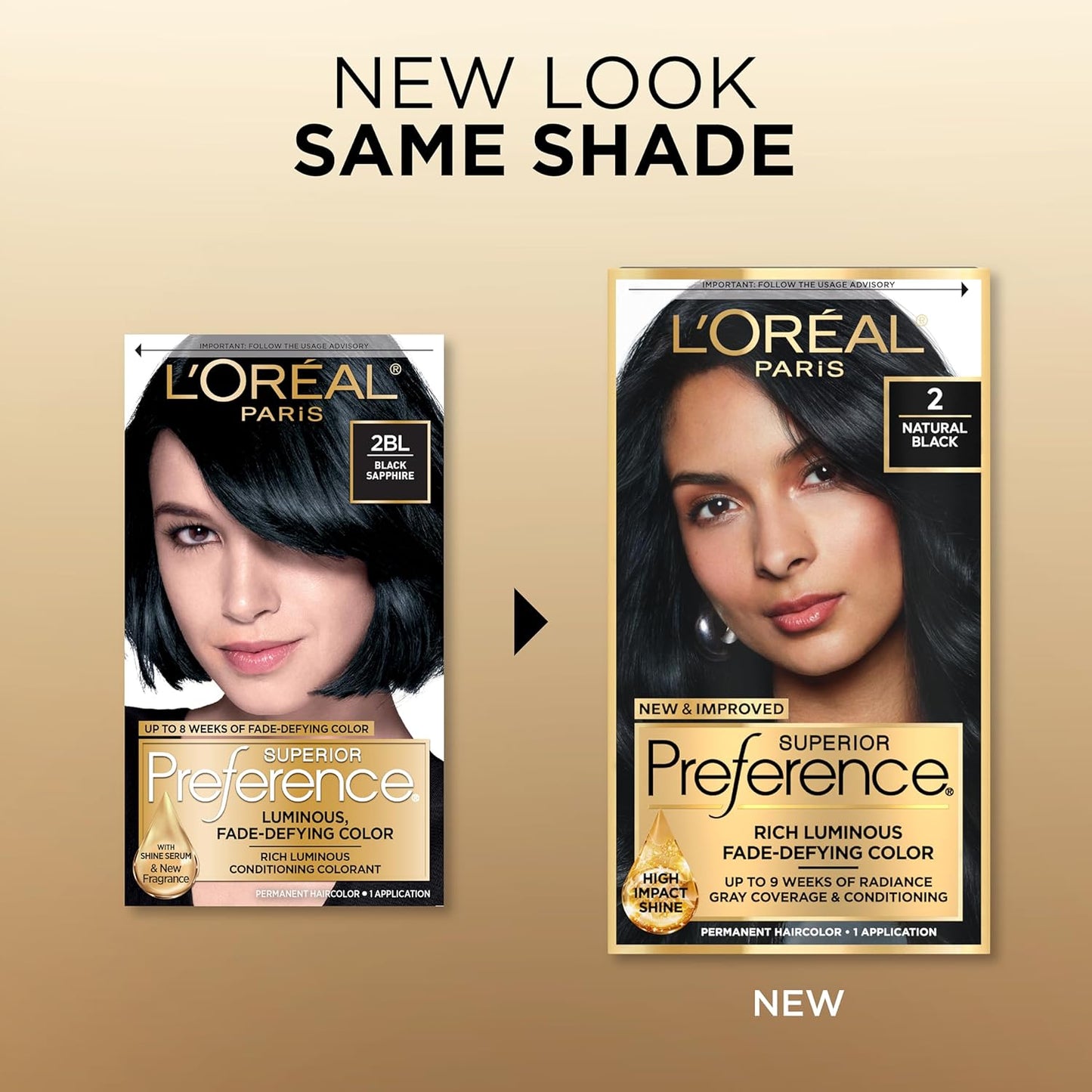 L'Oreal Paris Hair Color | Natural Black 2 | Fade-Defying & Radiant, 9 Weeks