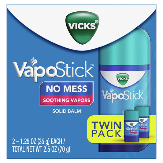 Vicks Vapostick, Solid Balm, No Mess, Soothing Non-Medicated Vicks Vapors, Easy-To-Use No-Touch Applicator, Quick Dry, Lightweig