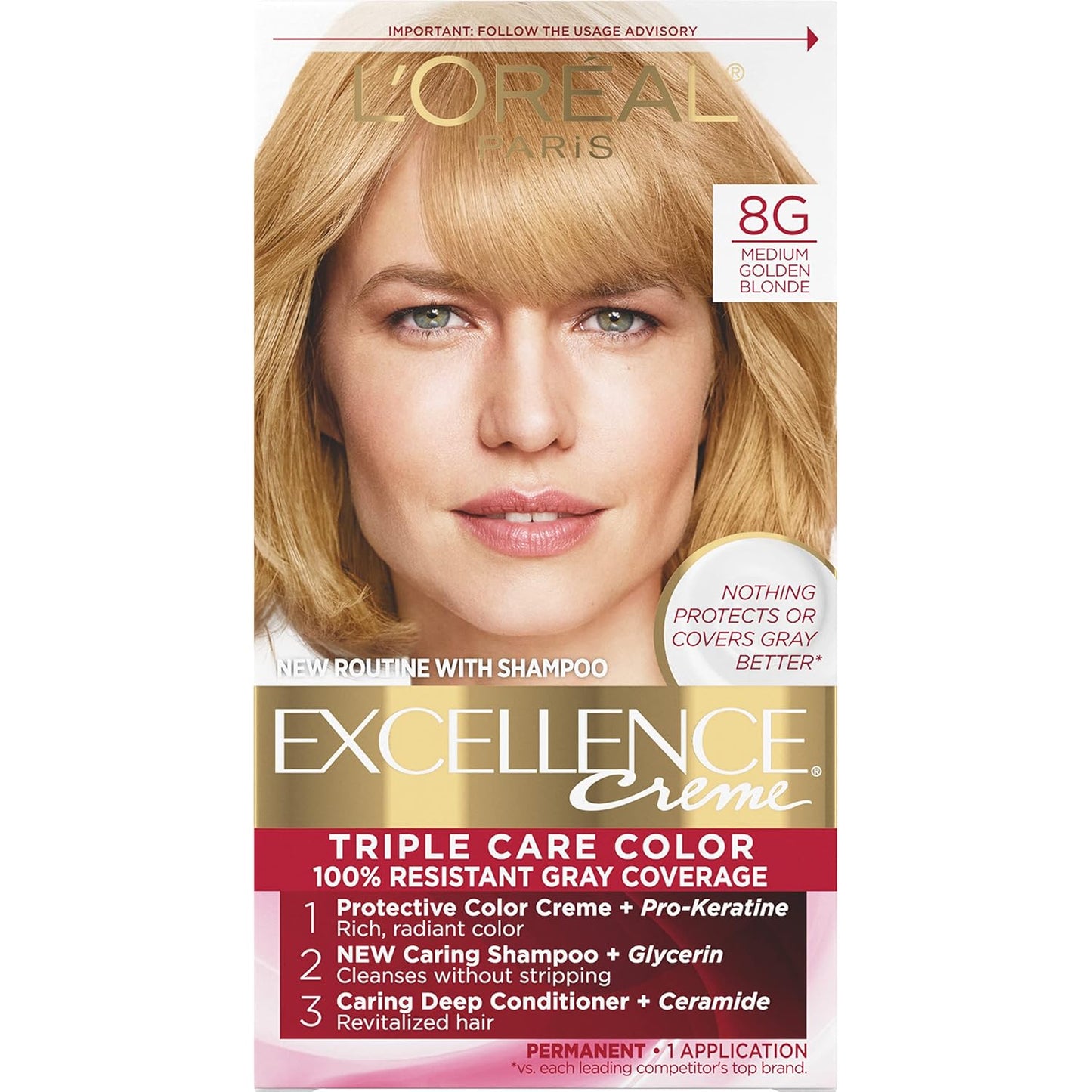 L'Oreal Paris Excellence 6G Light Golden Brown Hair Color | Gray Coverage, 8 Weeks